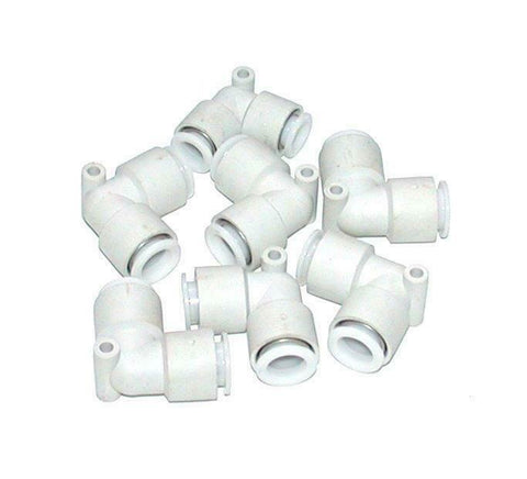 Lot of 7 SMC Spore Pneumatic Push Lock Elbow Fittings 12 mm X 12 mm Hose