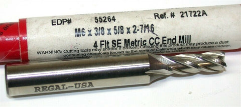 Up to 2 New Regal M6 4 Flute 3/8" Shank HSS End Mills 55264