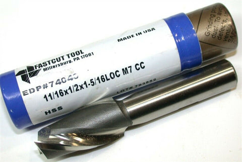 Up To 4 New Fastcut 11/16" 2 Flute Single End HSS End Mills 74040