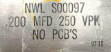 NWL S00097 Capacitor 200 MFD 250 VPK