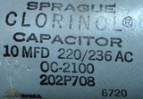 Sprague OC-2100 Clorinol Capacitor 10 MFD 220/236 VAC