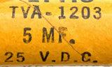 Sprague Atom Lytic TVA-1203 Capacitor 5 MF 25 VDC (7 Available)