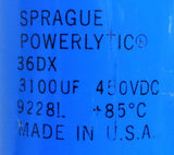 Sprague Powerlytic 36DX 3100uf 450VDC Positive Electrolytic Capacitor +85°C