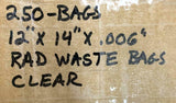 Radioactive Waste Clear Plastic Bags 12" X 14" - Box of 250