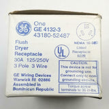 General Electric GE4132-3 Flush Dryer Receptacle 30 A 3 Pole (9 Available)