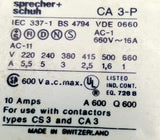 Sprecher + Schuh CA3-P Side Mount Auxiliary Contact 10A 600VAC 1 NC