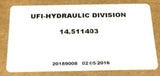 NEW UFI - HYDRAULIC DIVISION 14.511403 HYDRAULIC FILTER ELEMENT