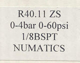 Numatics R40.11 ZS Pressure Gauge 0-60 PSI 0-4 Bar