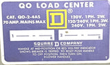 Square D QO-2-4AS Load Center Box 120/240V 1 Phase 3W 70A Mains Max