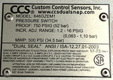 Custom Control Sensors Inc. CCS 646GZEM1 Pressure Switch 750 PSIG