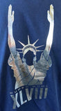 Nike Men's Super Bowl XLVIII Statue Of Liberty Field Goal Navy Football Shirt L