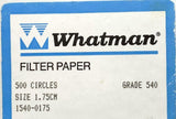 Whatman 540 1540-0175 Filter Paper 1.75 CM 500 Circles