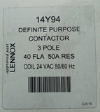 Lennox 14Y94 Definite Purpose Contactor 3 Pole 40A 24VAC 50/60HZ