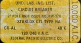 Federal Pacific Electric NA220 Stab-Lok 2 Pole Circuit Breaker 20A 120/240VAC