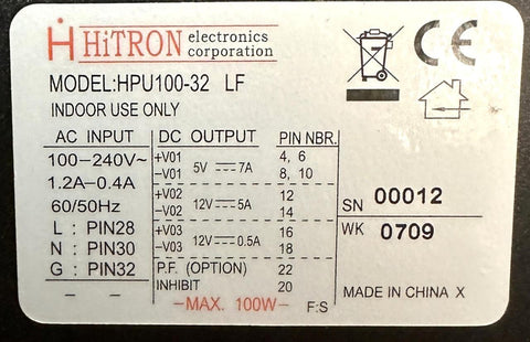 HiTron HPU100-32 Power Supply 100-240V 50/60 Hz 100W | Surplus Select