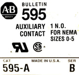 Allen Bradley 595-A Auxiliary Contact Ser B Sizes 0-5 HD 600VAC Max (Lot of 5)