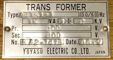 Yoyasu Electric Co. 82151-1 Transformer 1K VA 2 KV 200 Volts