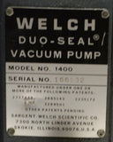 Welch 1400 Duo Seal Vacuum  Pump 1/3 HP 115 VAC