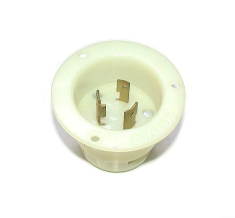 NEW LEVITON   WHITE FLANGED TWIST LOCK MALE PLUG 20 AMP 250 VAC