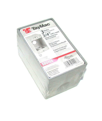 NEW TAYMAC GRAY OUTLET BOX 3-HOLE 3/4" DEEP WET LOCATION