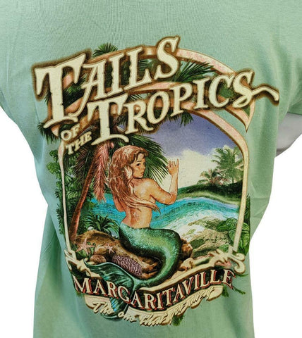 Margaritaville Men's Tails Of The Tropics Light Green Shirt Size