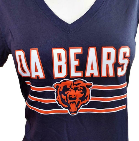 Chicago Bears Nike NFL Team Apparel Women's Short Sleeve Blue V Neck Shirt L