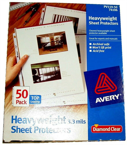 Avery Heavyweight Diamond Clear Sheet Protectors 8.5" x 11" 50ct No 74106 NIB