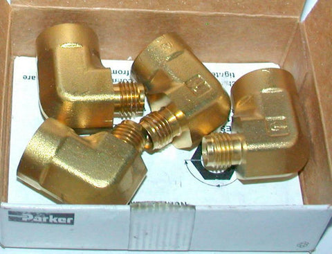 New Box of 4 Parker Brass 90 Degree Elbow Fittings