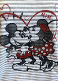 Disney Women's Mickey Mouse & Minnie Mouse White Striped Short Sleeve Shirt M