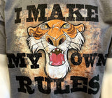 Disney Men's Lion King I Make My Own Rules Gray Short Sleeve Shirt Size Large