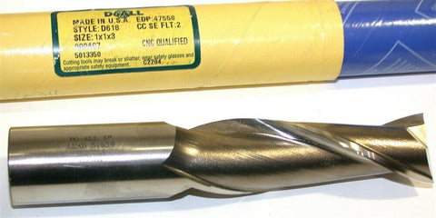 Up to 3 New DoAll 1" Diameter 1" Shank 2 Flute HSS End Mills 800497