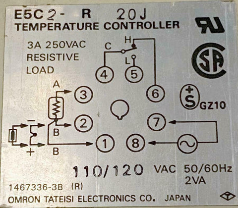 Omron E5C2-R Temperature Controller 0 - 200°C / 0 - 400°F 3A 250VAC 110/120  VAC