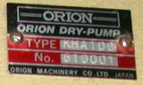 Orion Dry Pump  KHA100 Vacuum Pump Assembly 200-220 VAC 100 Watt