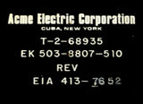 Acme Electric Corp. T-2-68935 EK503-8807-510 Transformer REV. EIA 413-7652