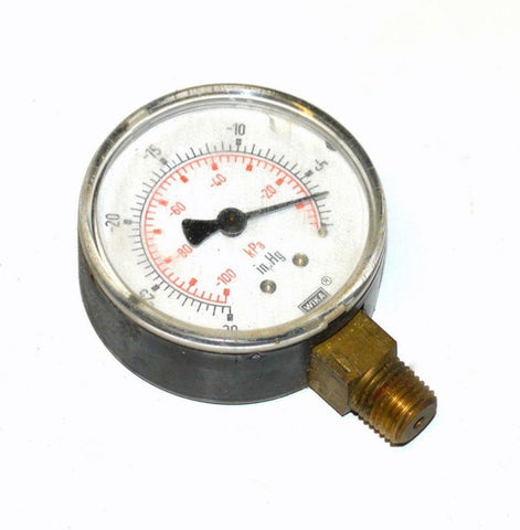 WIKA 0 TO -30" HG 0 TO -100 KPA VACUUM GAUGE 1/4" NPT BOTTOM MOUNT