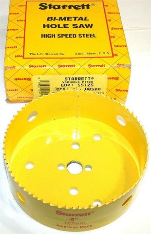 Starrett 55125 5"(127mm) HSS Variable Pitch Hole Saw H0500 Made in the USA NIB