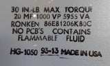 Ronken 86E81206K80C Capacitor 30IN.LB. Max Torque 20MF 1000VP 5955VA