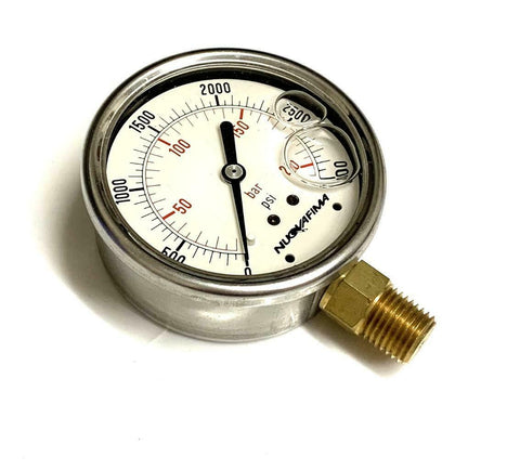 Nuova Fima HC1P-210S Liquid Filled Pressure Gauge 0-3000 PSI 1/4