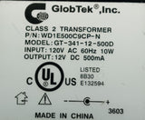 GlobTek WD1E500C9CP-N Class 2 Transformer AC Adaptor GT-341-12-500D 12VDC 10W