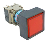 Fuji Electric AH165-2SFL E3 Illuminated Square Red Push Button Switch