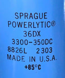 Sprague Powerlytic 36DX 8826L Capacitor 3300 uF 350 VDC (2 Available)