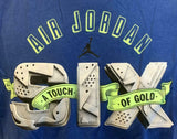 Nike Jordan Men's Air Jordan Six A Touch Of Gold Blue Short Sleeve Shirt Size L