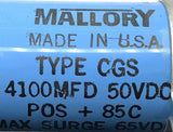 Mallory CGS412U050R3C Capacitor 4100 MFD 50 VDC 677-9321