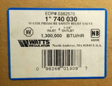 Watts 740-030 Water Pressure Safety Relief Valve 1"X1-1/4" (2 Available)