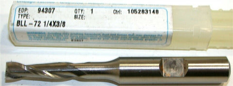 Greenfield Putnam 1/4" Diameter 3/8 Shank 2 Flute HSS End Mill 94307 New