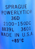 Sprague Powerlytic 36D Capacitor 2100-150 VDC