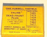 New Hubbell  7465VBLK  Valise Dead Front Plug 15 Amp 125 VAC