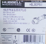 Hubbell HBL360P6W Pin & Sleeve IEC Plug 60A 250VAC 3HP 2 Pole 3 Wire Ground