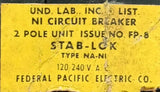 Federal Pacific Electric Stab-Lok NA250 2 Pole Circuit Breaker 50A 120/240VAC