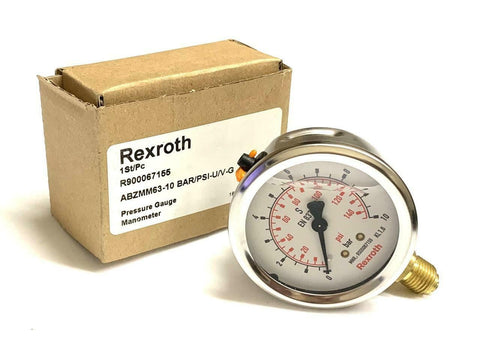 Rexroth R900067155 Pressure Gauge 0-140 PSI 0-10 Bar (7 Available)